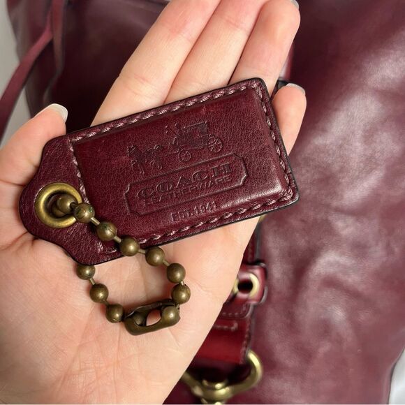 RARE | COACH Bleecker XL Bucket Duffle Legacy Tattlesall Maroon Hobo Bag 11423 - Picture 6 of 16